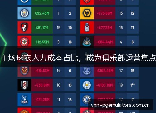主场球衣人力成本占比,成为俱乐部运营焦点 主场球衣人力成本占比,成为俱乐部运营焦点